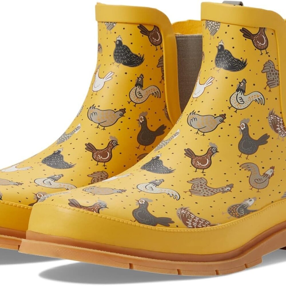 Women's Rubber Chelsea Ankle Rain Boot With Elastic Gore Slip-Resistant Sole